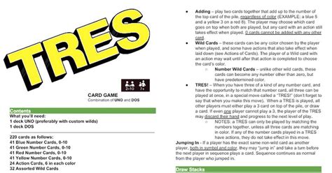 tres card game|TRES Instructions! : r/unocardgame .
